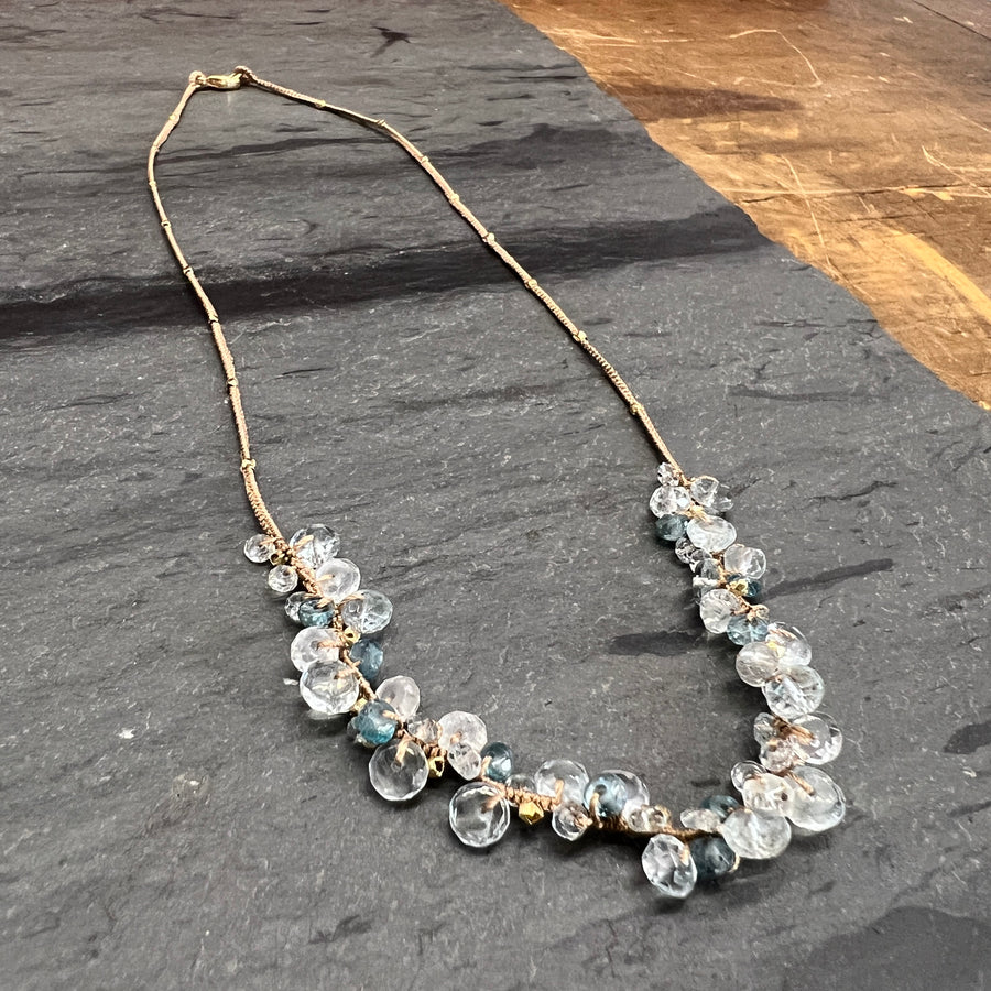 Aquamarine Cluster Necklace