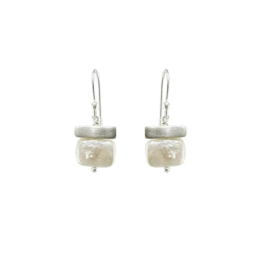 Sterling Pearl Bar Earrings