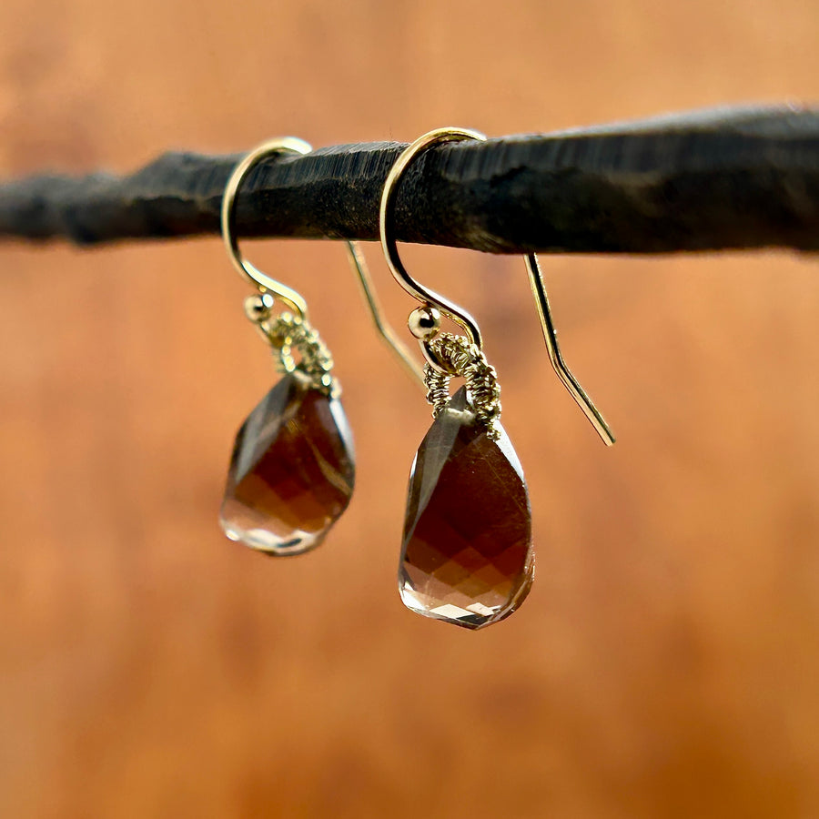 Swirly Smoky Quartz Woven Drops