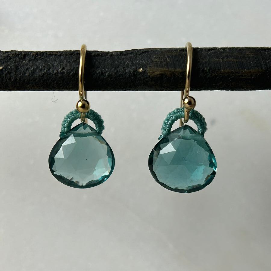 Aquamarine and Teal Silk Woven Drops