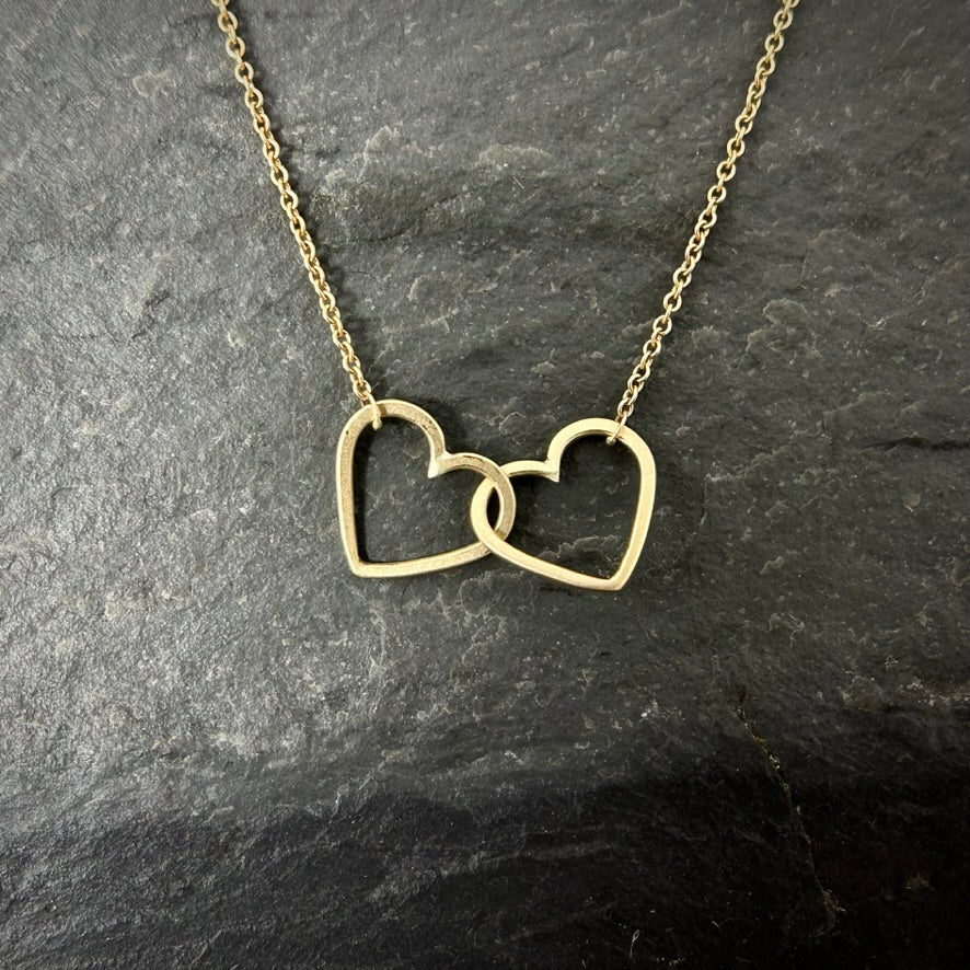 14k Double Mini Heart Necklace