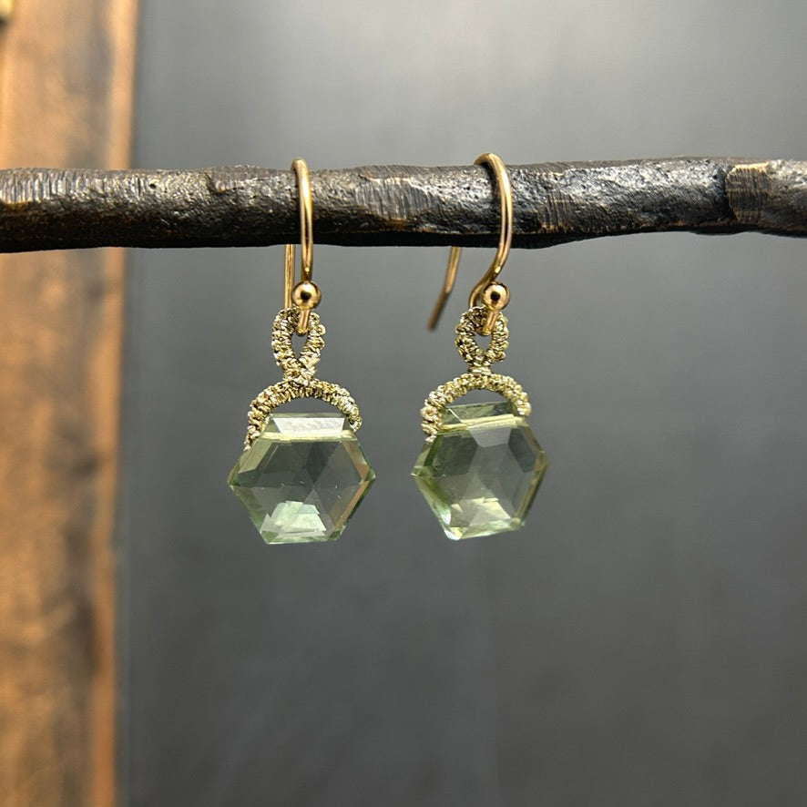 Green Amethyst Quartz Hexagon Drop