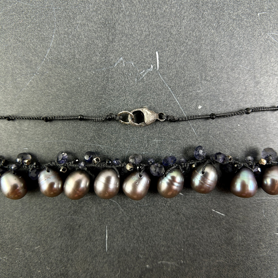 Woven Pearl Cluster Necklace