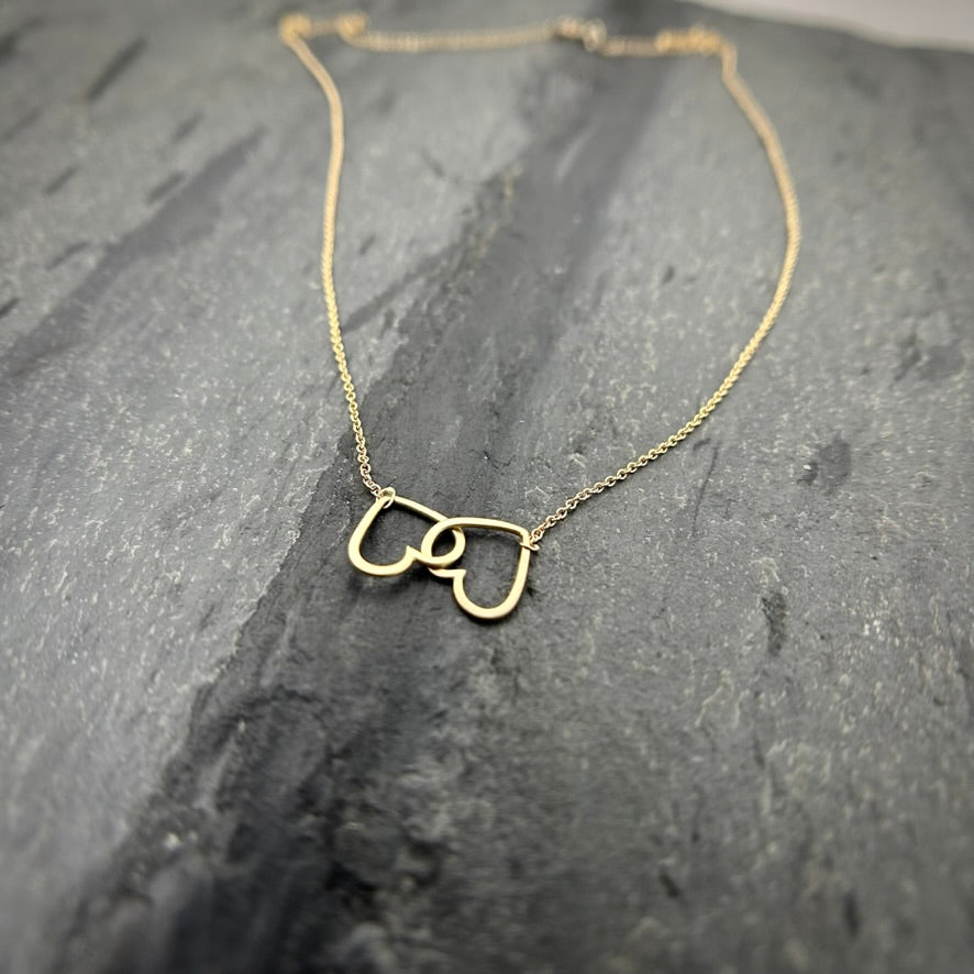 14k Double Mini Heart Necklace