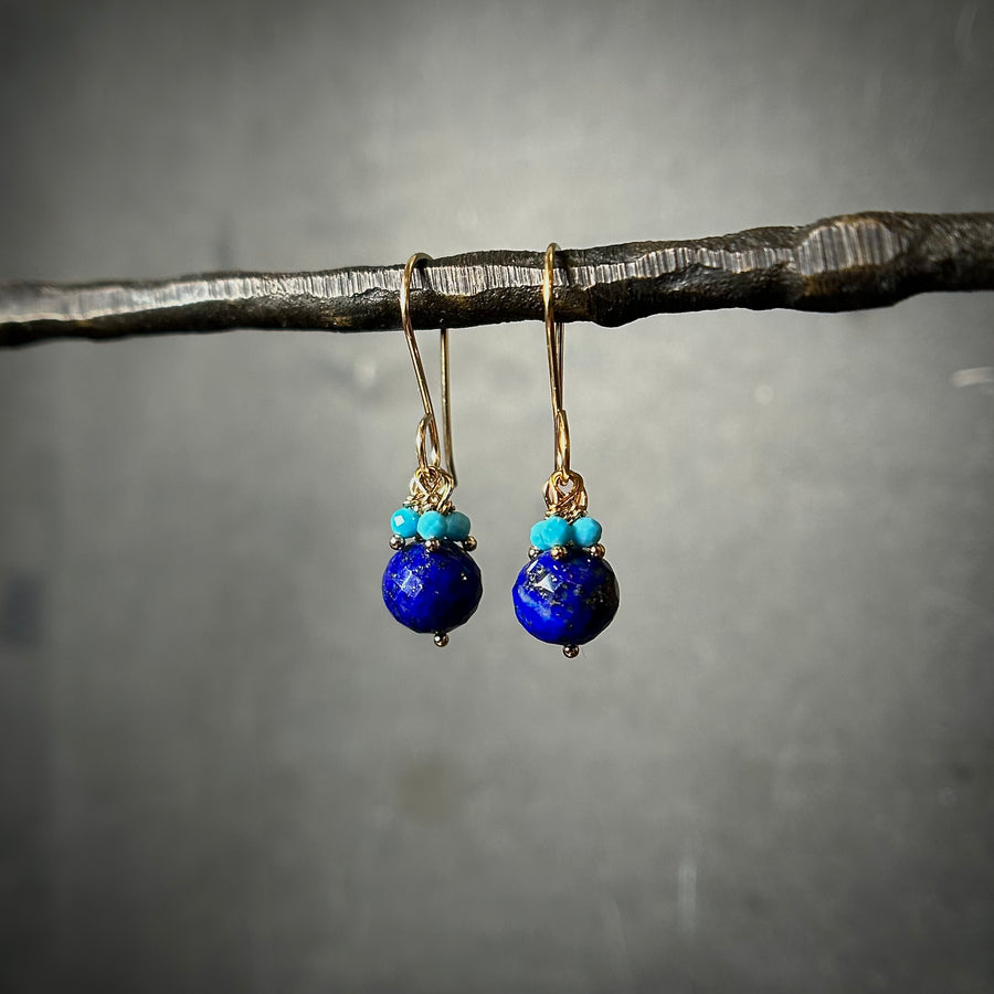 Lapis & Turquoise Cluster Earrings