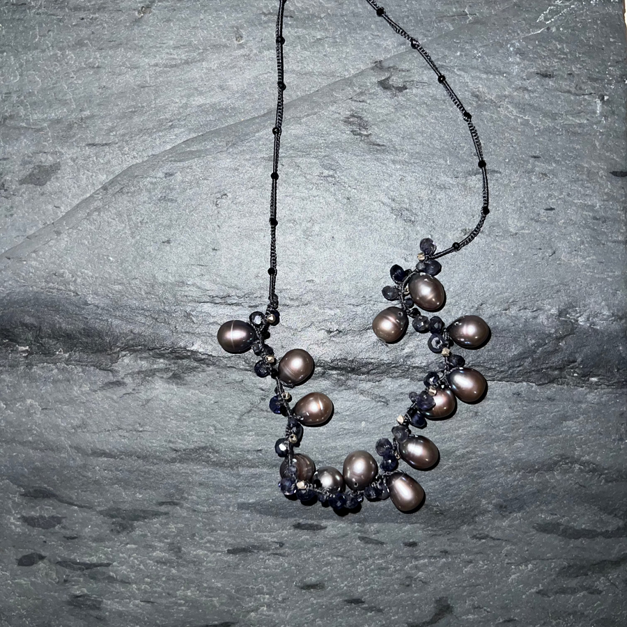 Woven Pearl Cluster Necklace