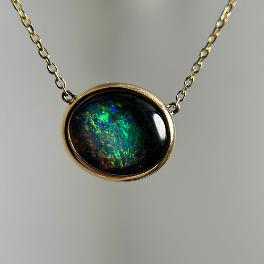 Black Opal on 14K Chain