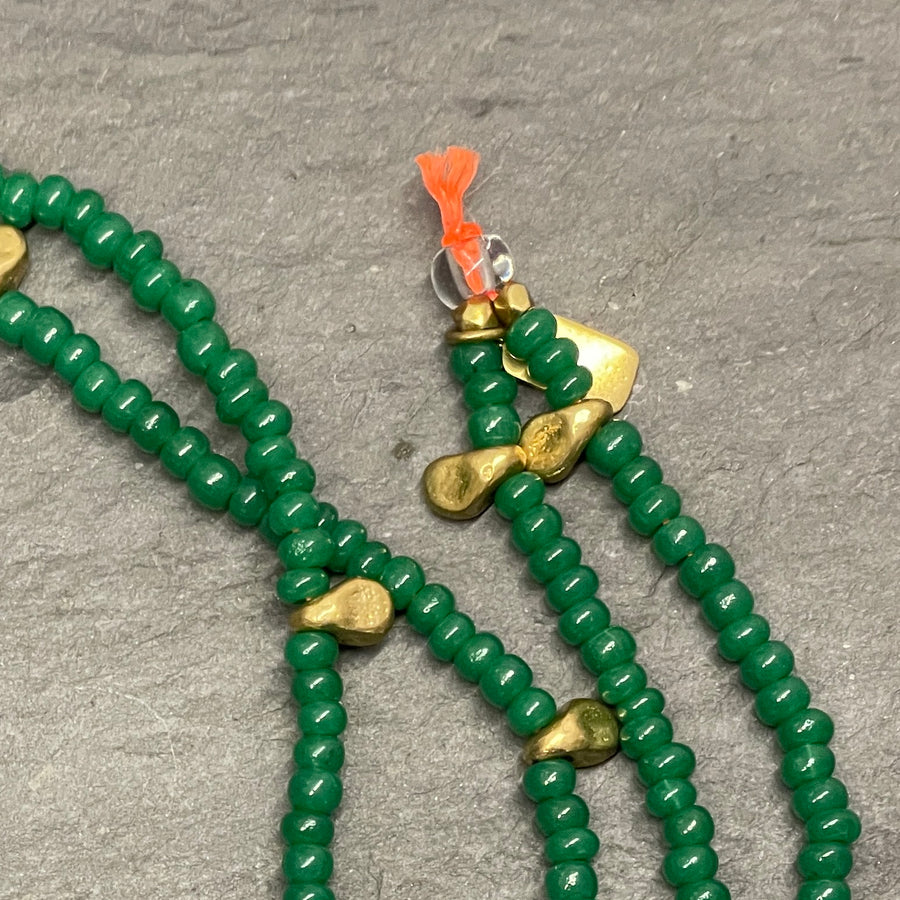 Emerald Green & Brass Necklace