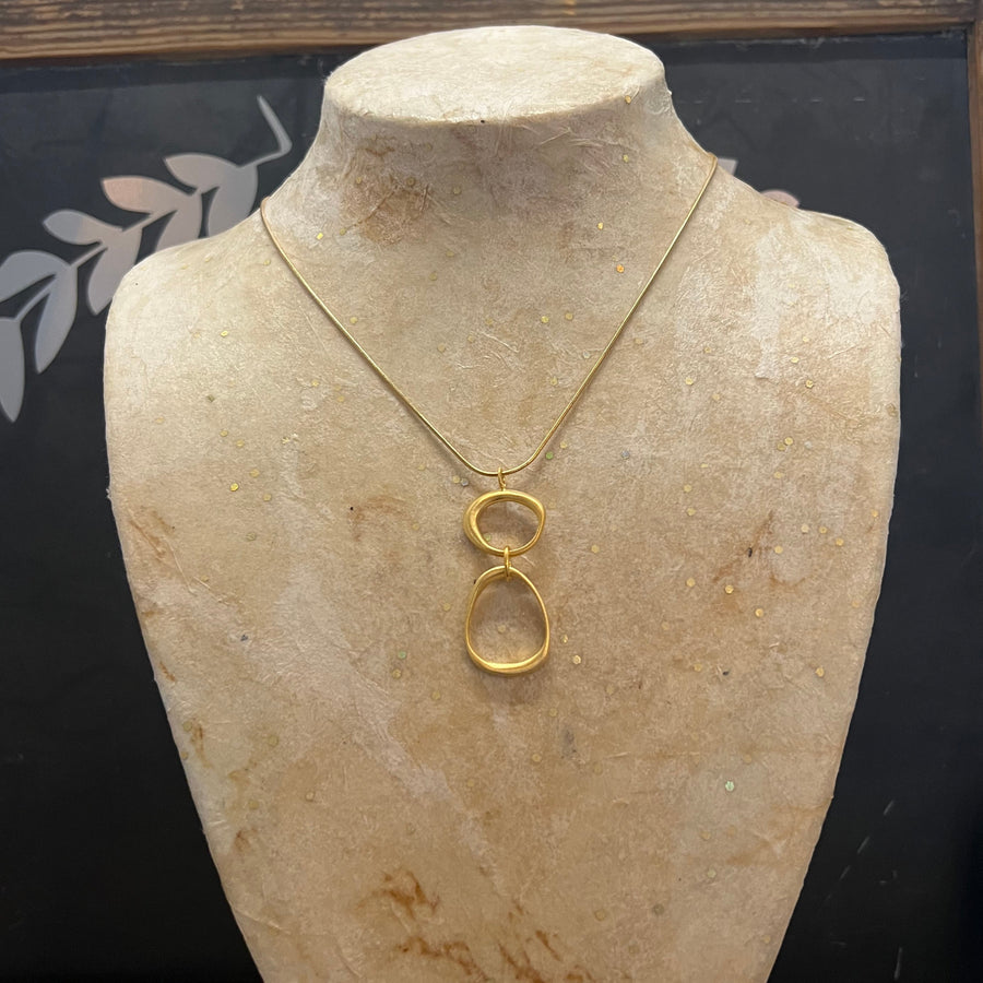 Gold Double Organic Ovals Pendant