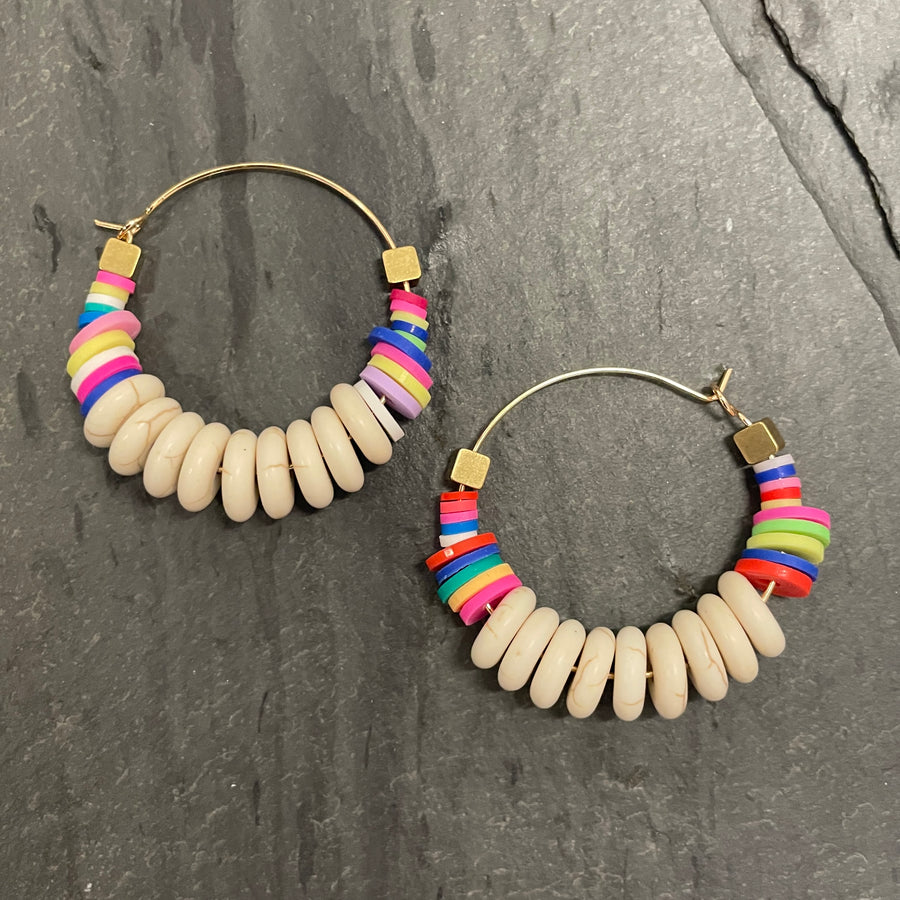 Rainbow Accent Hoop Earrings