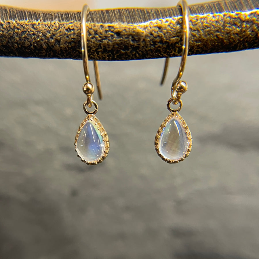 Sawtooth Moonstone Drop Earrings