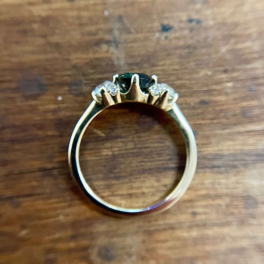Vintage Sapphire & Diamond Slipper Ring