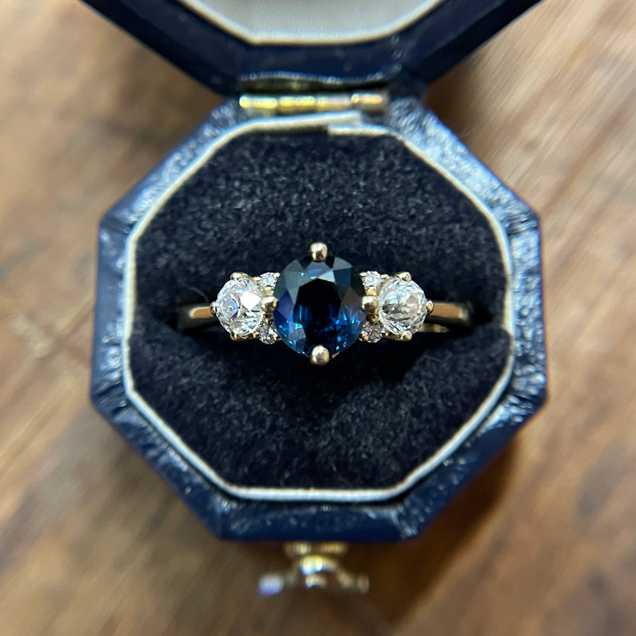 Vintage Sapphire & Diamond Slipper Ring