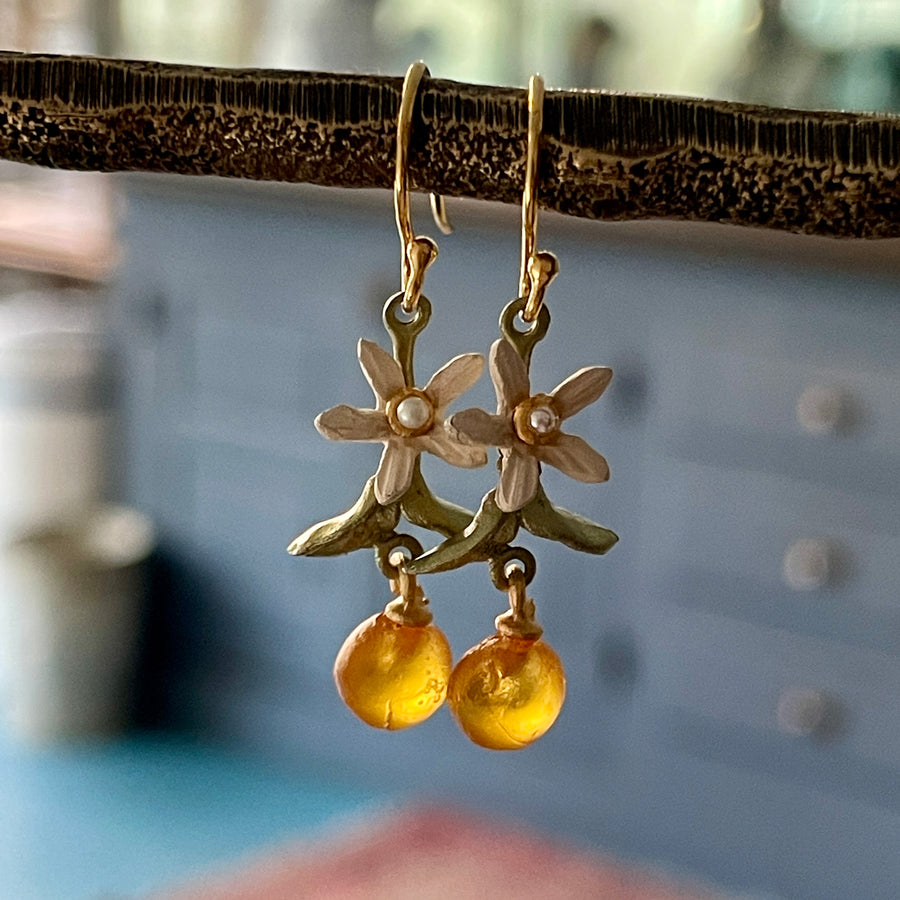 Orange Blossom Flower Earrings
