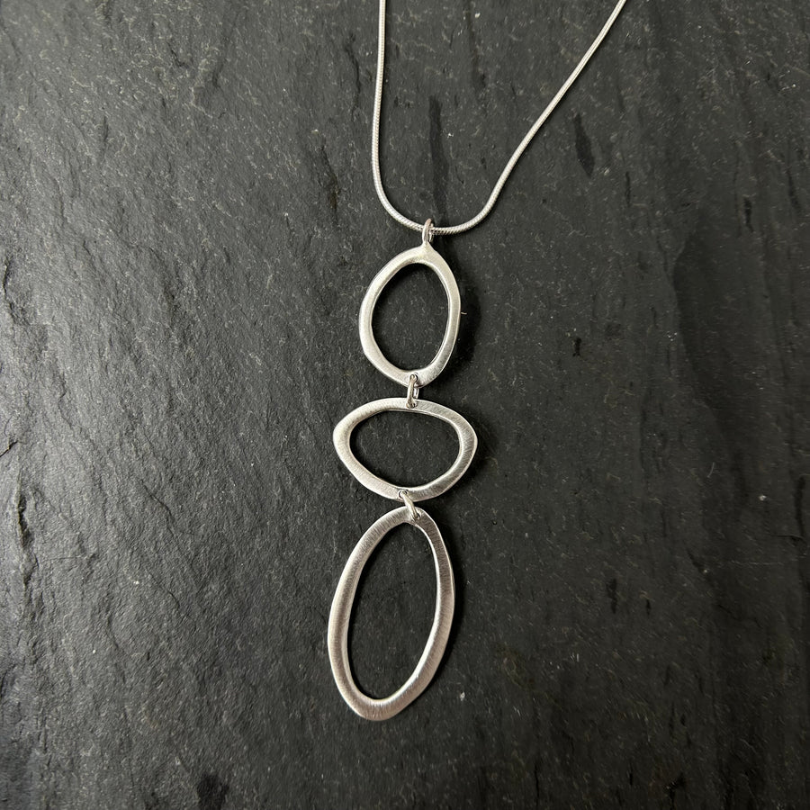 Three Oval Silver Necklace