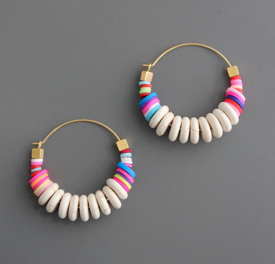 Rainbow Accent Hoop Earrings