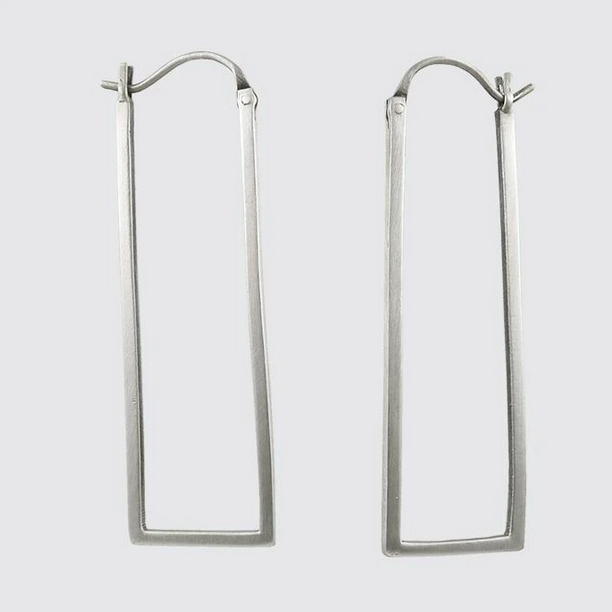 Silver Rectangle Hoops