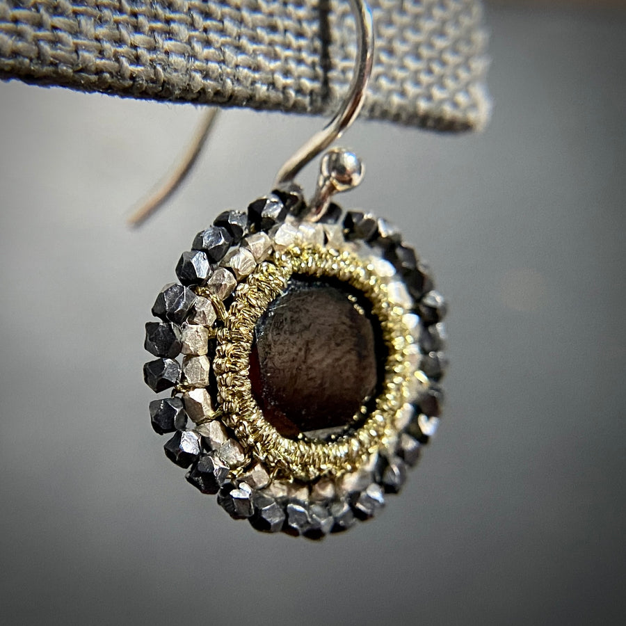 Caged Black Spinel Earrings