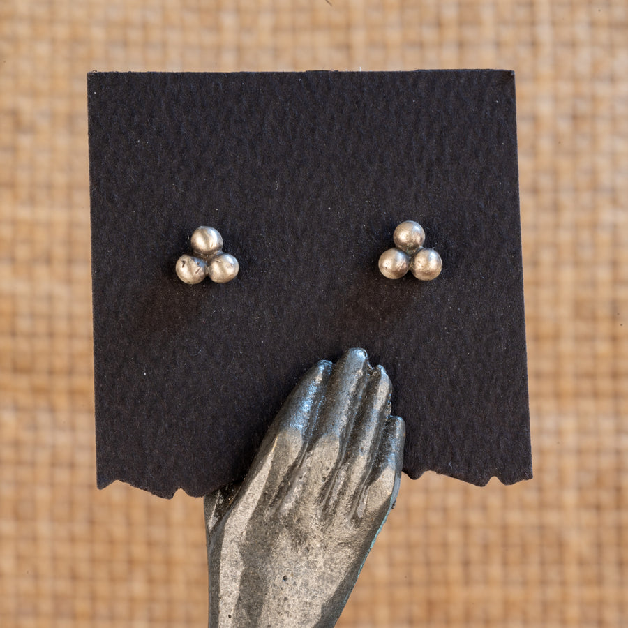 Granulated Trio Studs in Sterling