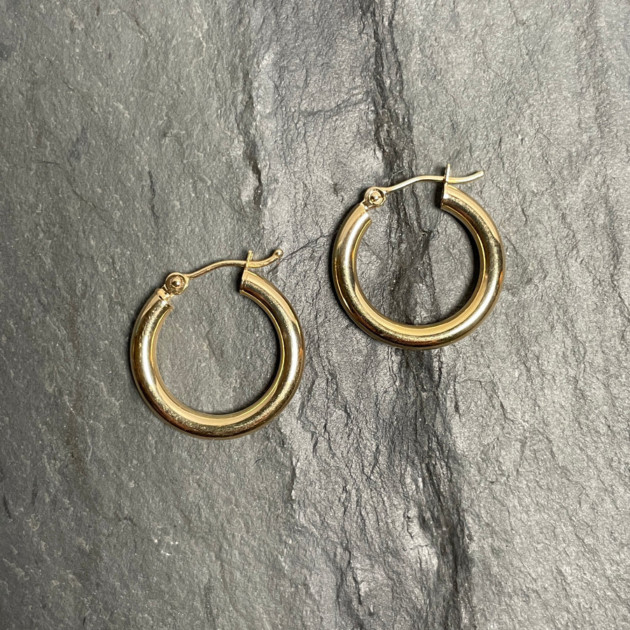 14k 3x20mm Hoop Earrings