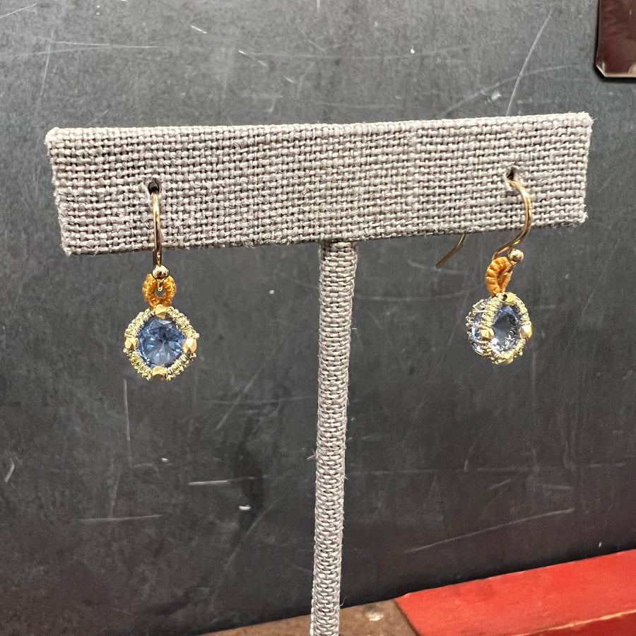 Caged Aqua Quartz Earrings