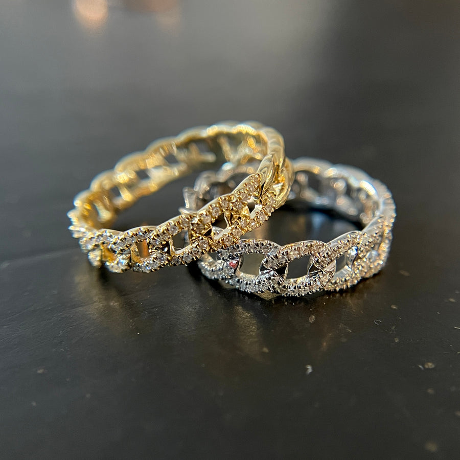 14k Curb Chain Pavé Ring