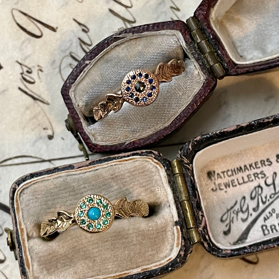 Two Leaf Diamond & Sapphire Ring