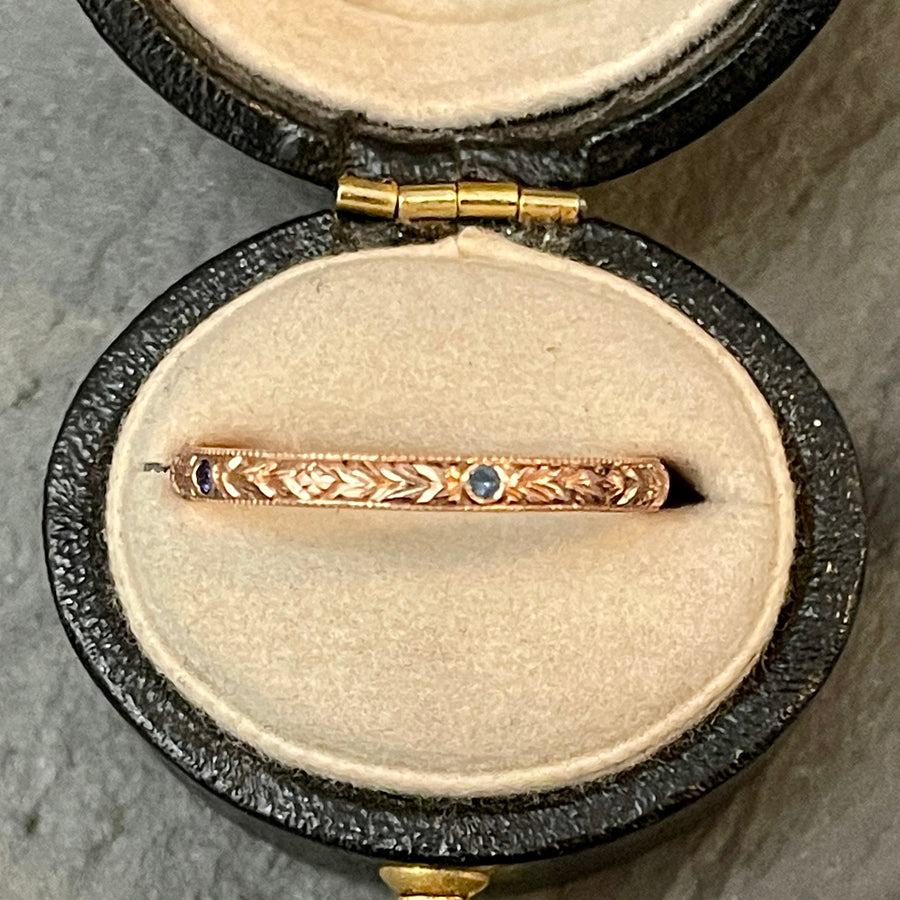 Hand Engraved Band w Sapphires
