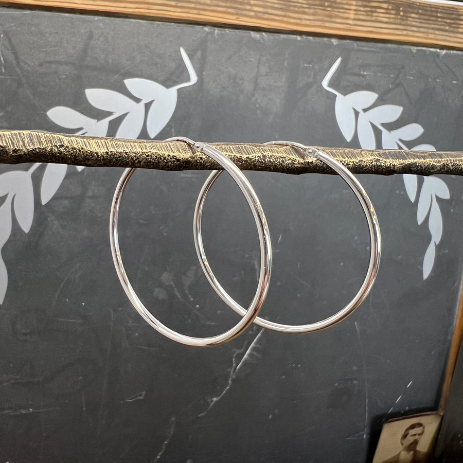 40mm Silver Endless Hoops