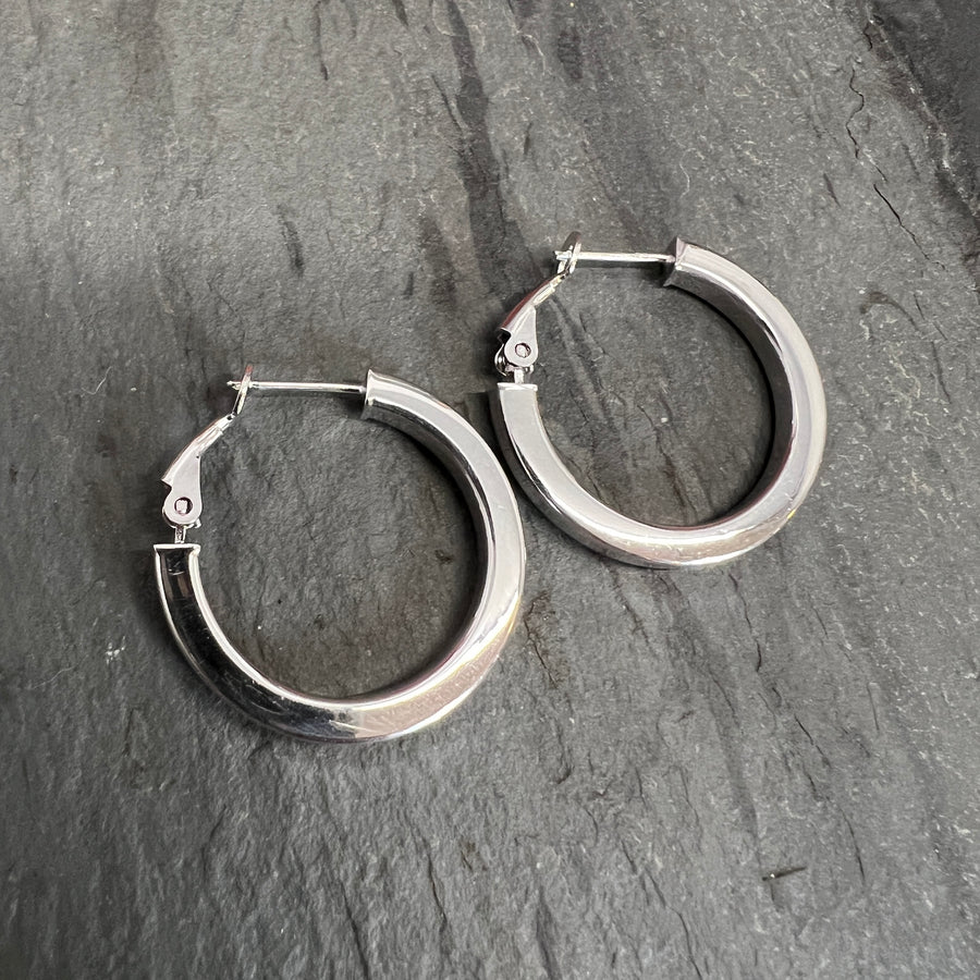 Silver Flat Hoops
