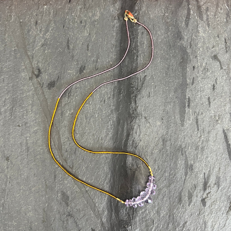 Pink Amethyst Beaded Necklace