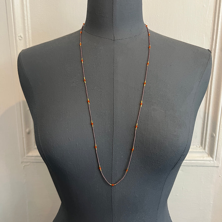 Beaded Carnelian Station Necklace