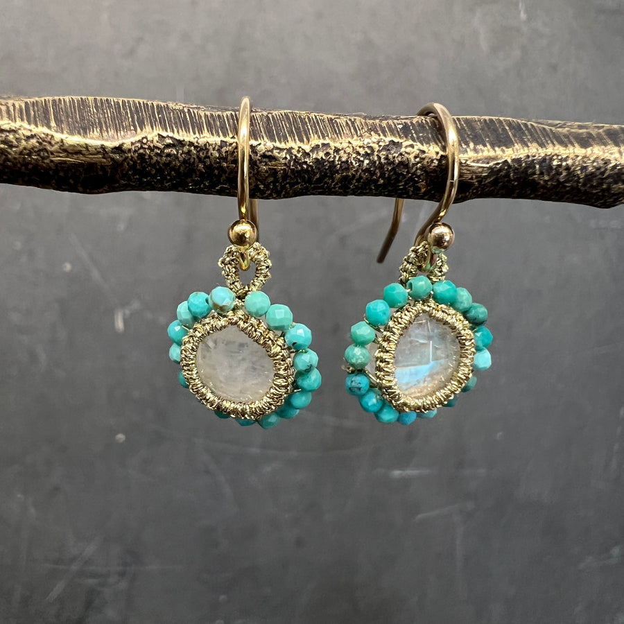 Moonstone & Turquoise Orbit Earrings