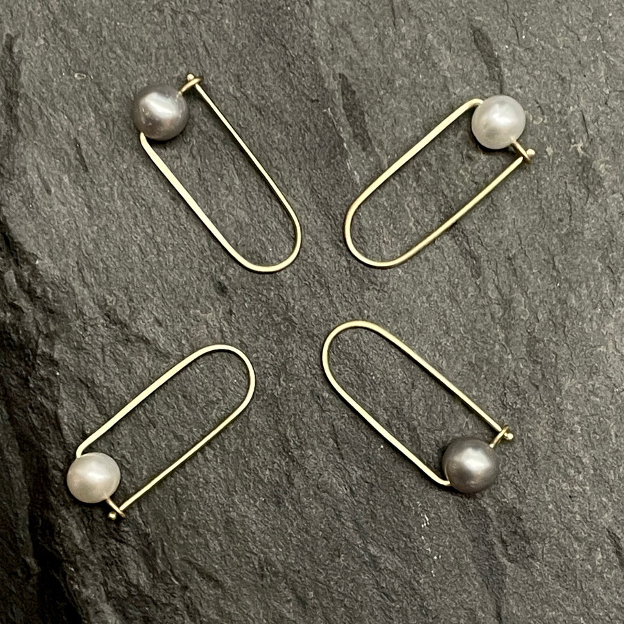 14k Small Pearl Arch Earrings w/ Pearls