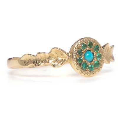 Two Leaf Turquoise & Emerald Ring - Lori McLean