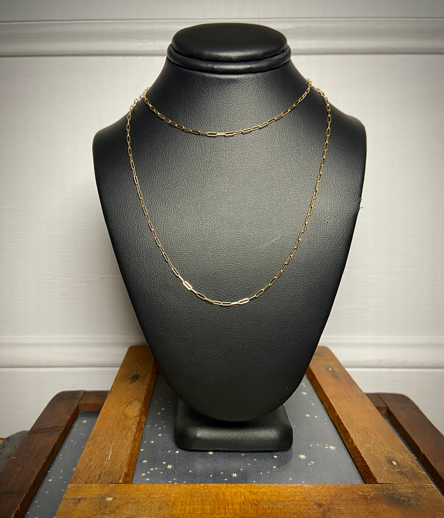 1.2mm 14ky Paperclip Necklace