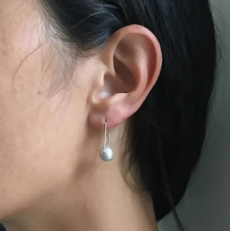 Wide Pearl Curved Earring - Lori McLean