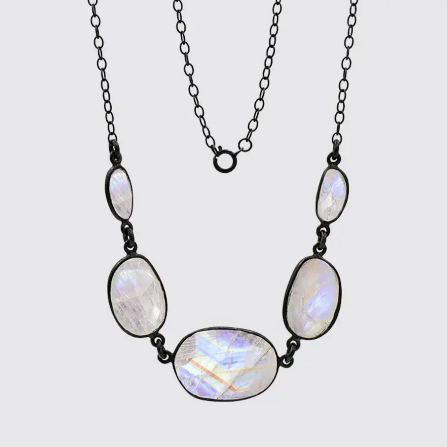 Faceted Moonstone Drop Necklace