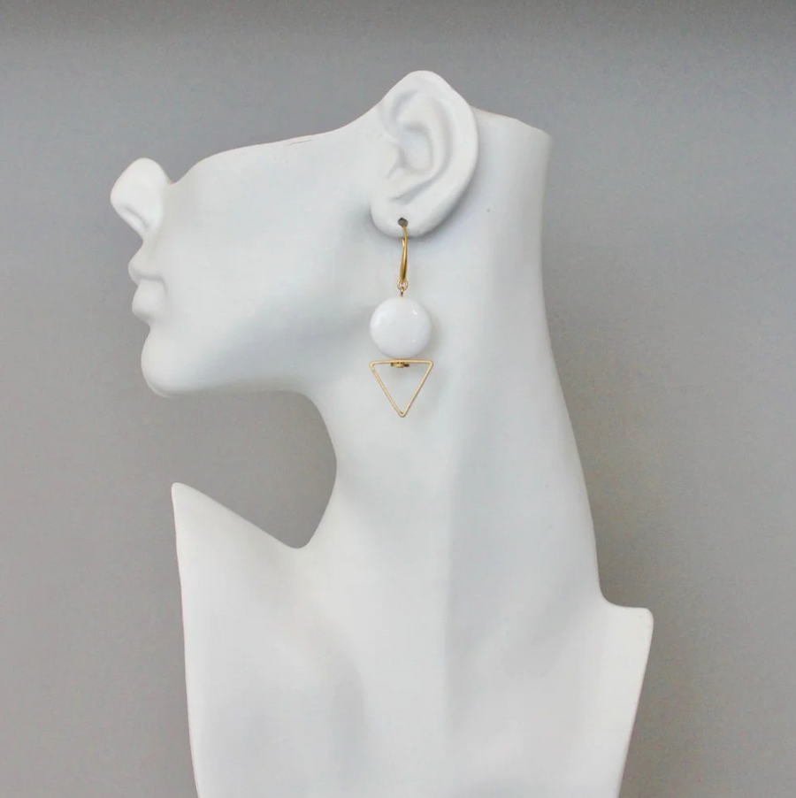 White Agate Drop Earrings