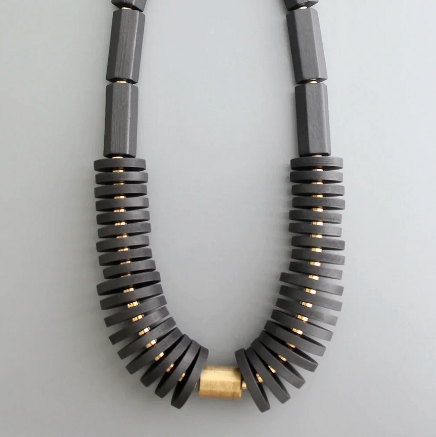 Black Wood Statement Necklace