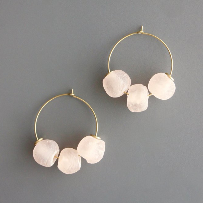 Peach Glass Hoops